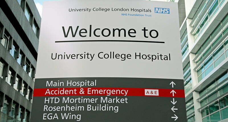 UCLH entrance sign
